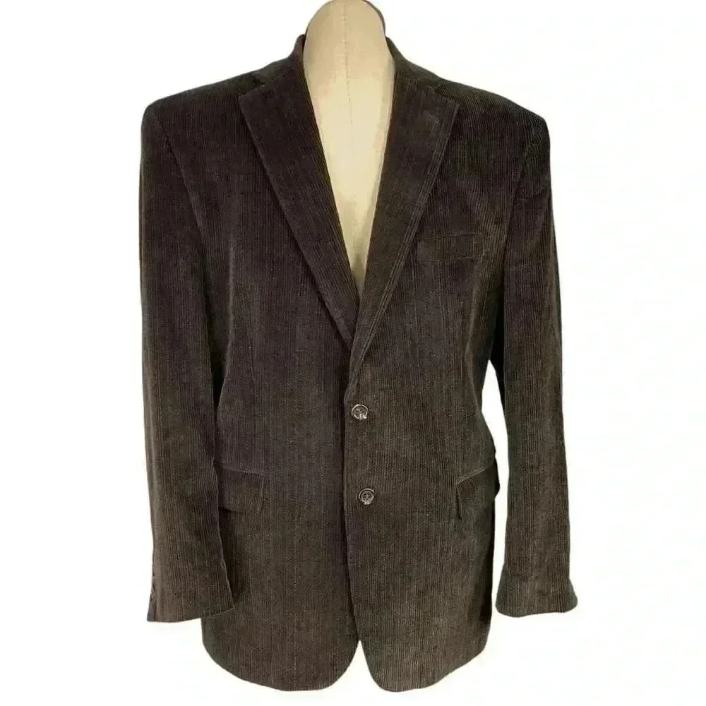 Chaps Blazer Sport Coat Men 42R Brown Corduroy 2 Button Classic Jacket Vented